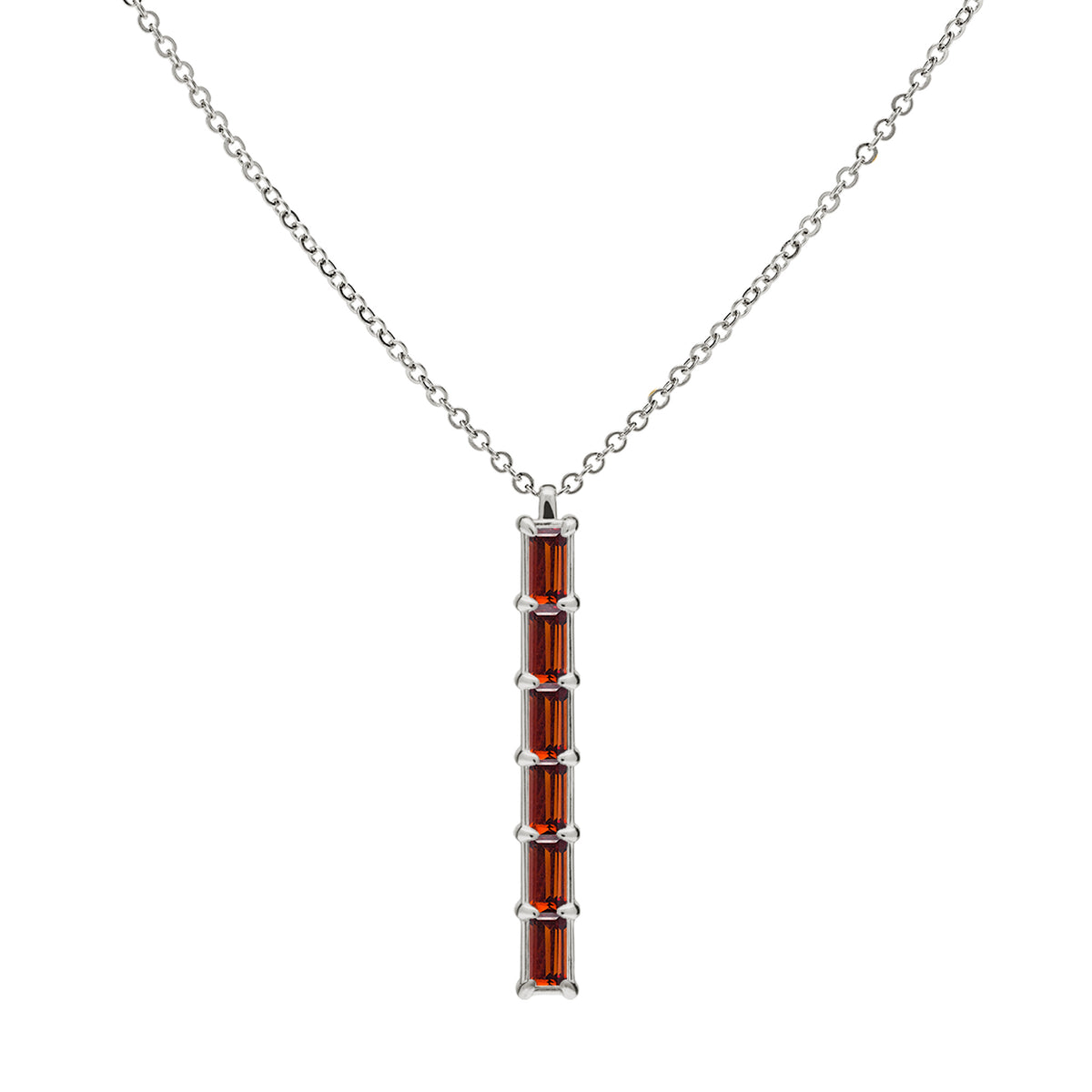 0.14 TCW Baguette Garnet Lab Made Diamond- January Birthstone Necklace 8