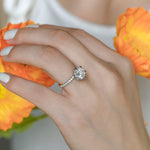 Stunning 3.0 CT Round Moissanite Engagement Ring with Hidden Halo & Pave Design 10
