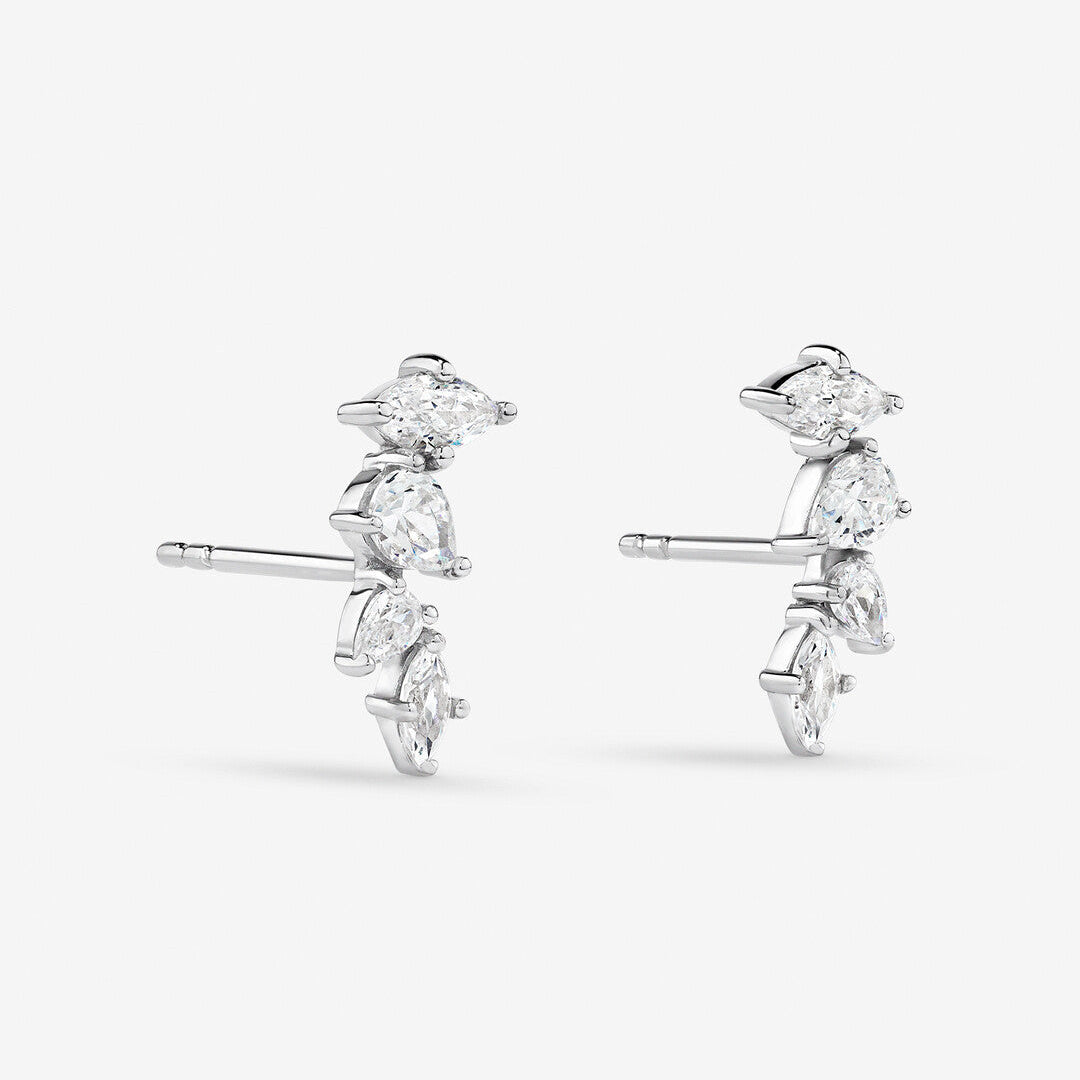 Round Cut Cubic Zirconia in 925 Sterling Silver Earrings 1
