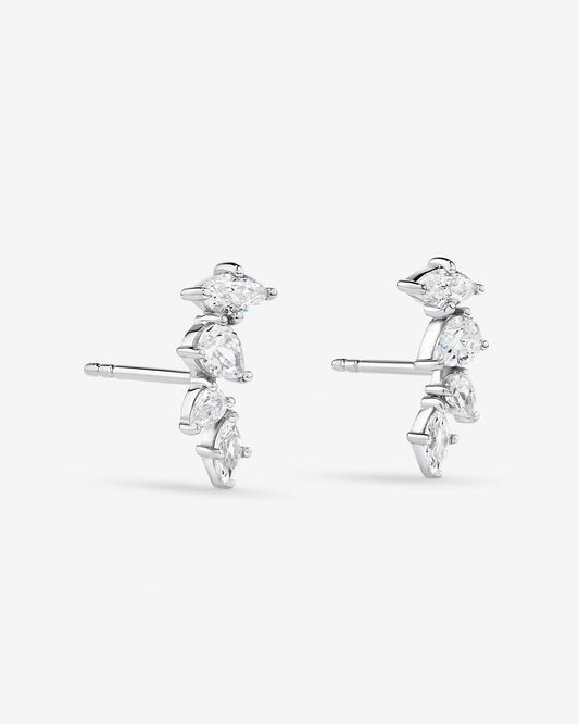 Round Cut Cubic Zirconia in 925 Sterling Silver Earrings 1