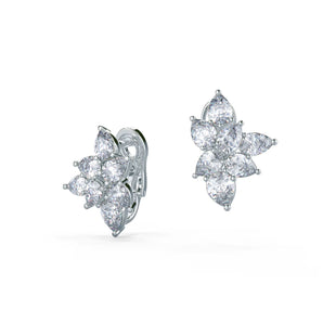 0.50 TCW Pear Moissanite Cluster Stud Earrings in Gold