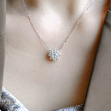 0.50 TCW Round Moissanite Diamond Halo Pendant Necklace in Solid Gold 2