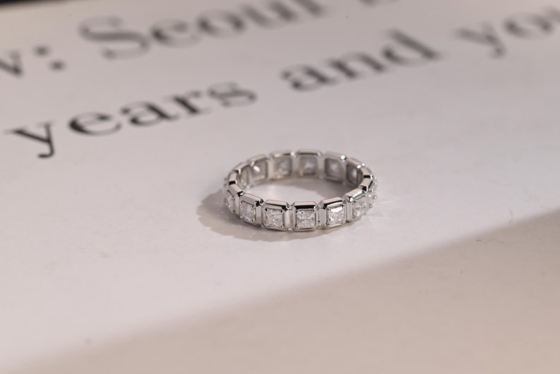 Stunning 0.4 TCW Princess Moissanite Stones Full Eternity Wedding Band 1