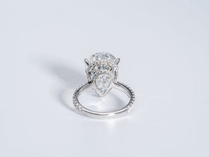 Stunning 5.0 CT Pear Moissanite Engagement Ring with Double Hidden Halo & Pave Design 2