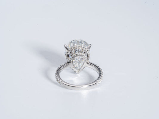 Stunning 5.0 CT Pear Moissanite Engagement Ring with Double Hidden Halo & Pave Design 2