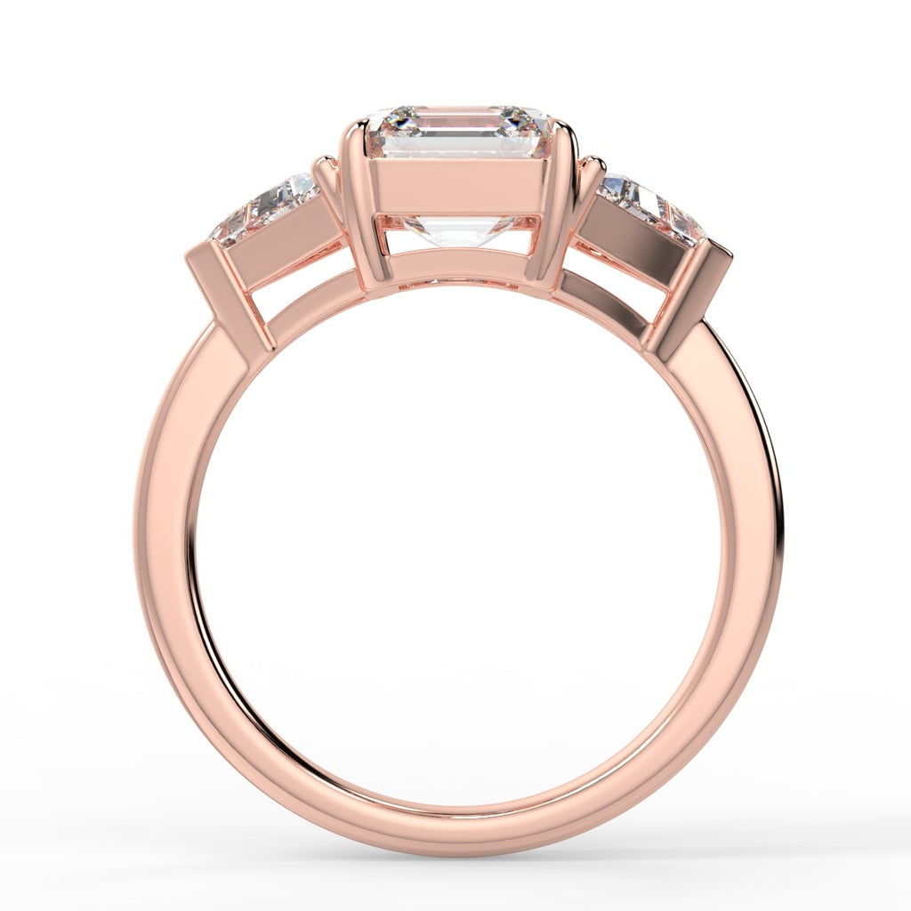Stunning 2.0 CT Asscher Moissanite Engagement Ring with Three Stone Design 8