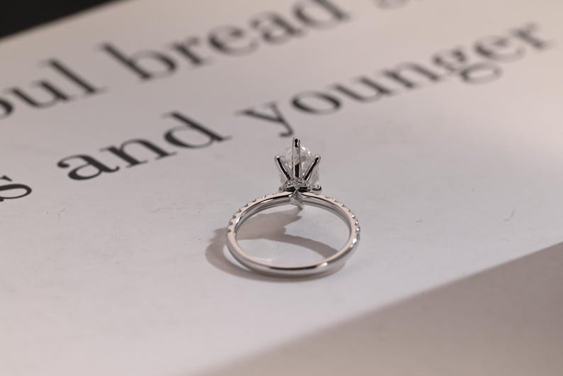 Stunning 1.0 - 2.0 CT Marquise Moissanite Engagement Ring with Pave Design 3