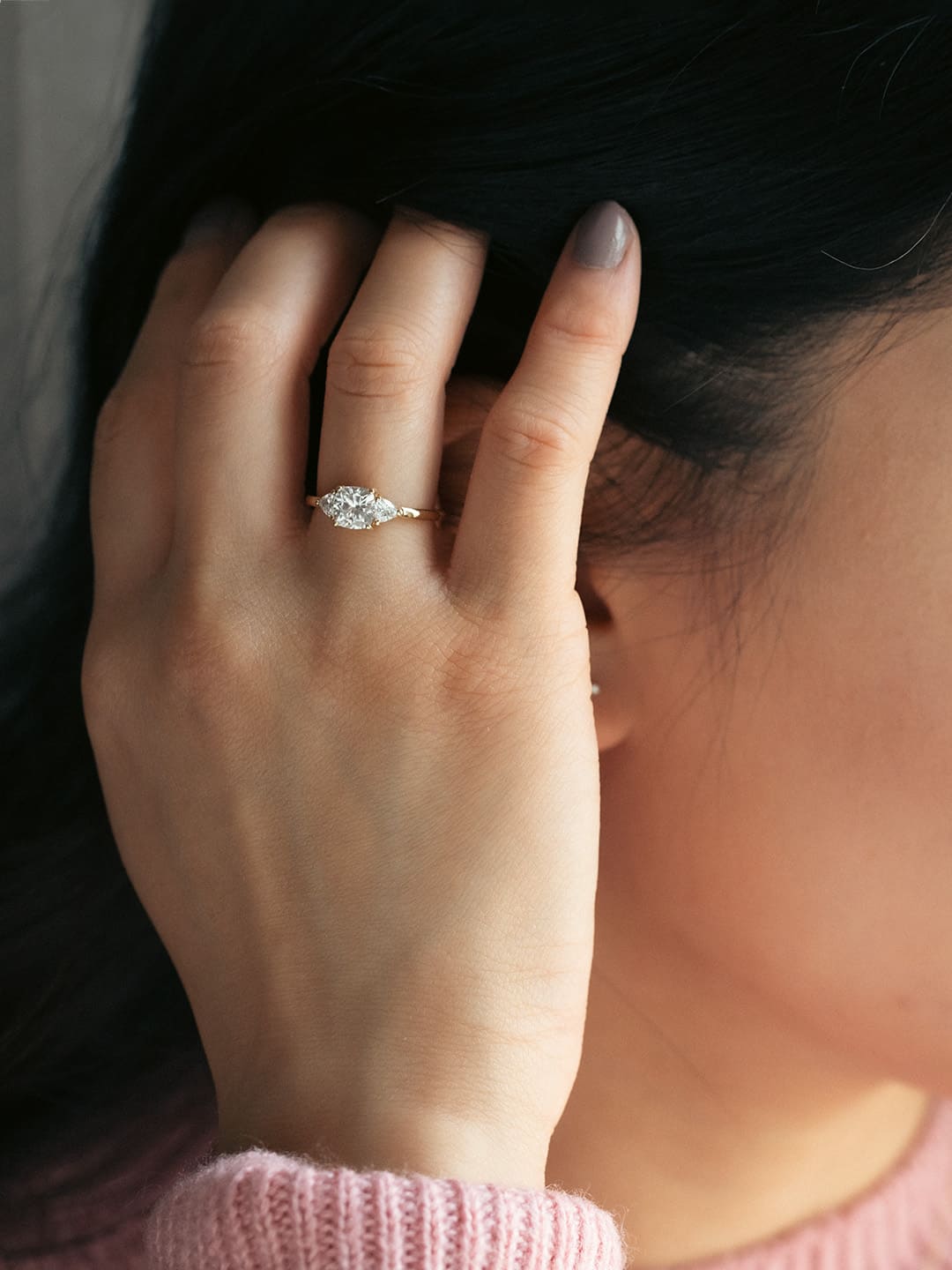 Stunning 2 CT Cushion Moissanite Engagement Ring with Three Stone Design 6
