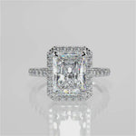 Stunning 2.45 CT Radiant Moissanite Engagement Ring with Halo & Pave Design 4