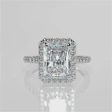 Stunning 2.45 CT Radiant Moissanite Engagement Ring with Halo & Pave Design 4