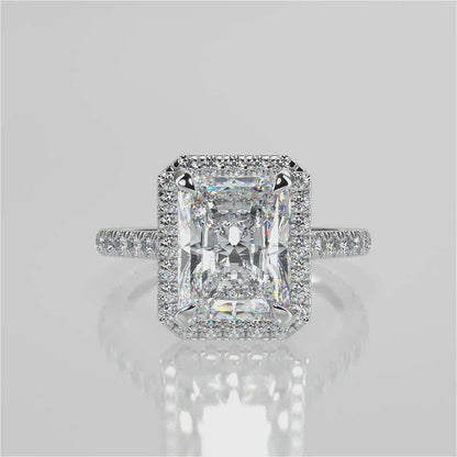 Stunning 2.45 CT Radiant Moissanite Engagement Ring with Halo & Pave Design 4
