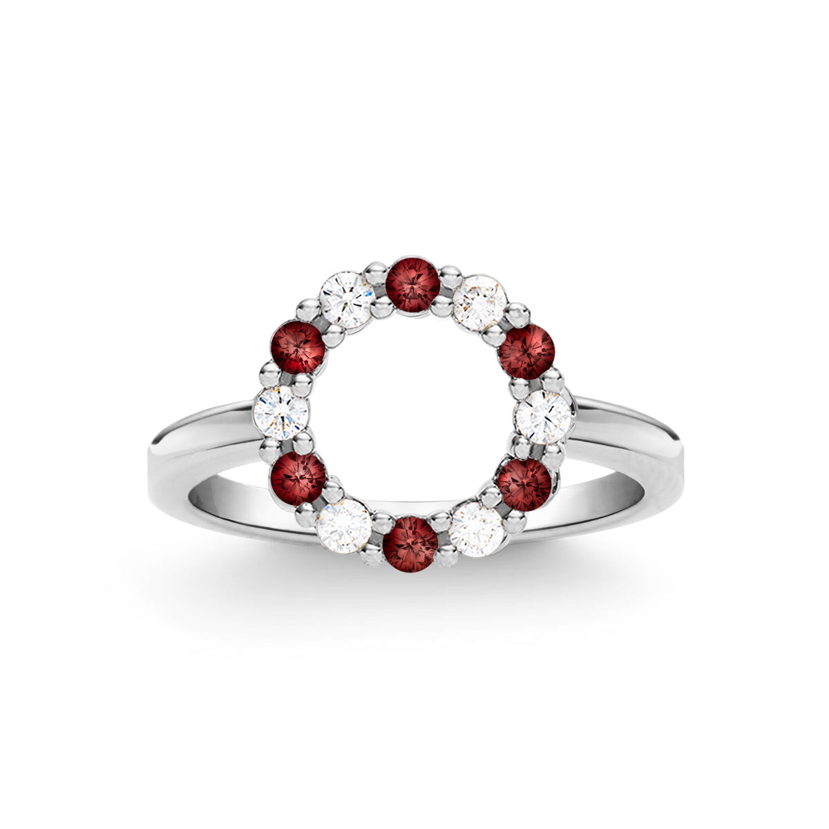 1.5 TCW Round Garnet Lab Made Diamond- January Birthstone Engagement Ring 2