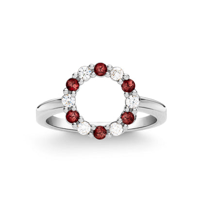 1.5 TCW Round Garnet Lab Made Diamond- January Birthstone Engagement Ring 2