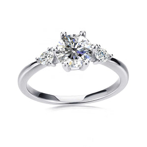 Round Cut 3 Stones Style Cubic Zirconia in 925 Sterling Silver Ring