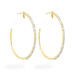 2.0 TCW Round Cut Moissanite Large Hoops Earrings in Gold