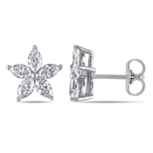 Round Cut Cubic Zirconia in 925 Sterling Silver Earrings 1