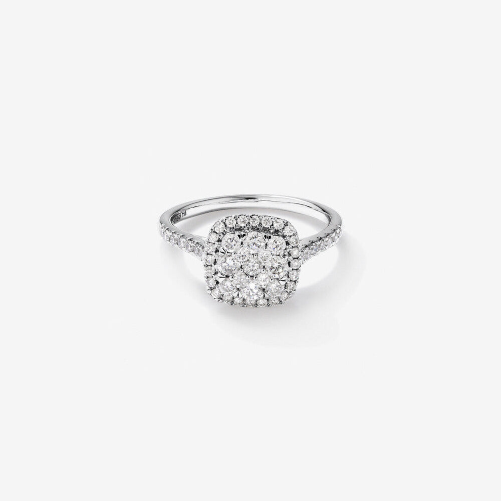 Stunning 0.73 TCW Round Moissanite Engagement Ring With Cluster Design 1