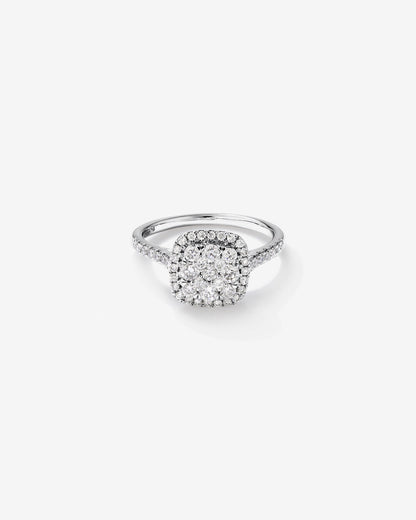 Stunning 0.73 TCW Round Moissanite Engagement Ring With Cluster Design 1