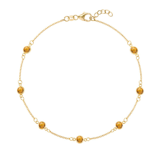 1.75 TCW Round Citrine Lab Made Diamond- November Birthstone Bracelet 1