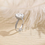 Stunning 3.0 CT Radiant Moissanite Engagement Ring with Pave & Hidden Halo Design 9