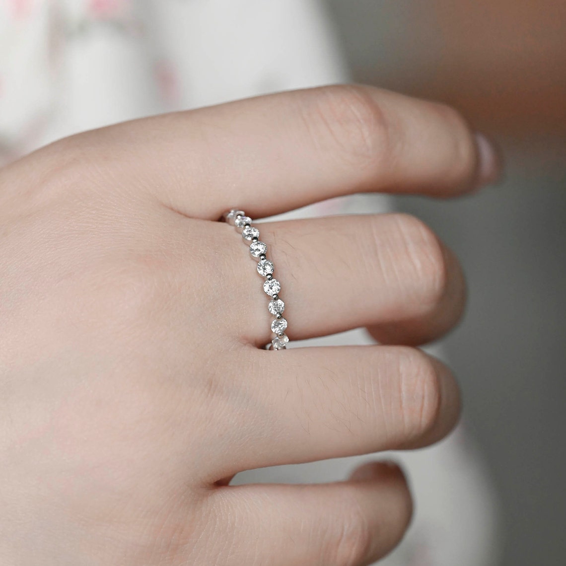0.45 TCW Round Cut Moissanite Bridal Wedding Band 10