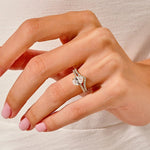 1.50 CT Oval Cut Moissanite Pave Bridal Ring Set with Curved Wedding Bands 7