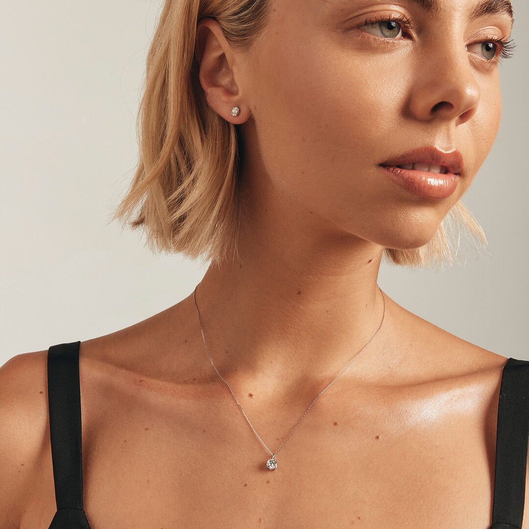 Round Cut Cubic Zirconia in 925 Sterling Silver Necklace 2