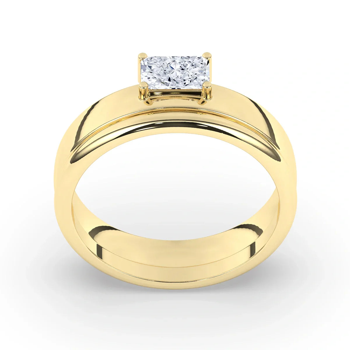 Delicate 0.60 CT Moissanite Solitaire Men's Wedding Band with Radiant Cut Stones in Solid Gold 2