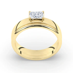 Delicate 0.60 CT Moissanite Solitaire Men's Wedding Band with Radiant Cut Stones in Solid Gold