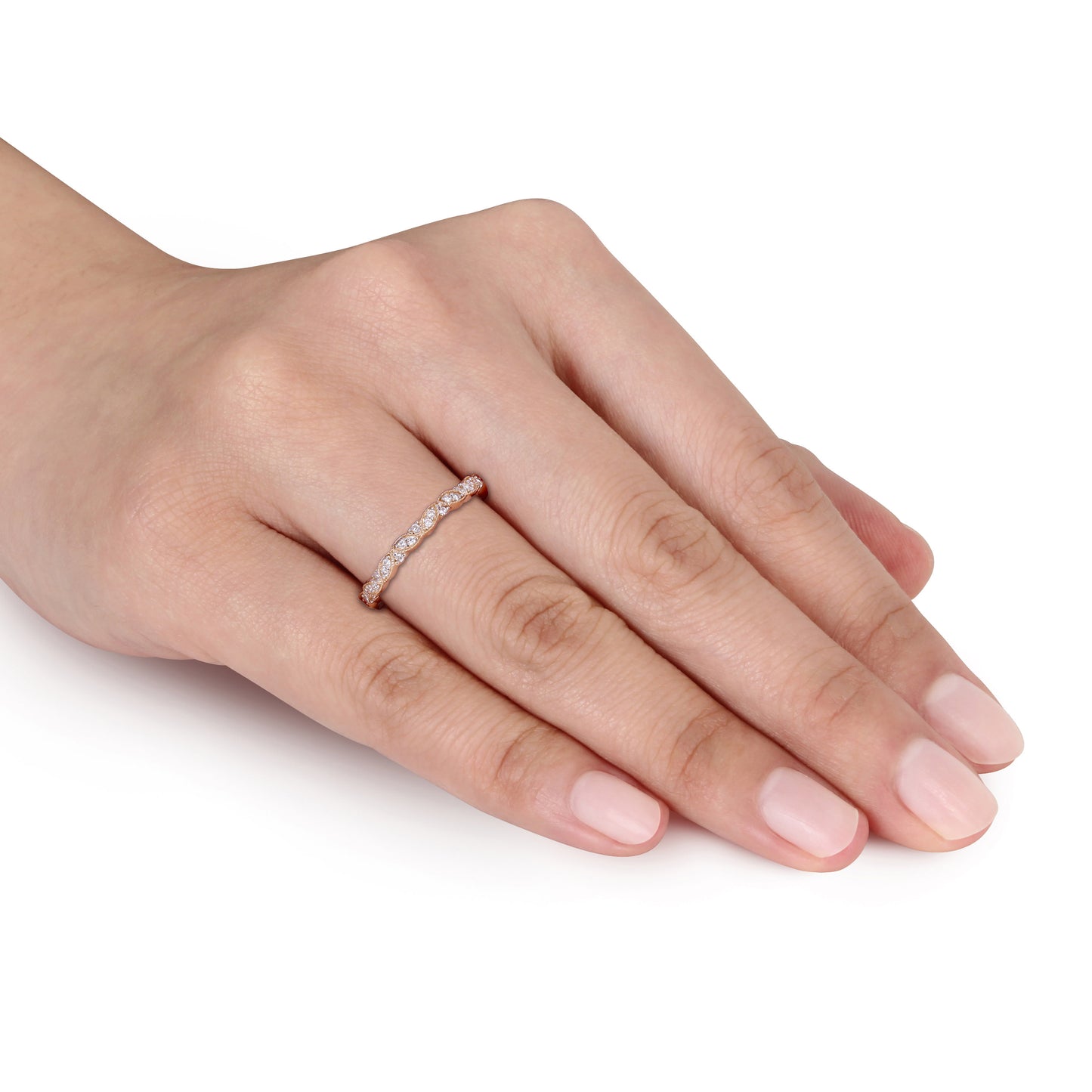 Round Cut Cubic Zirconia in 925 Sterling Silver Wedding Bands 6