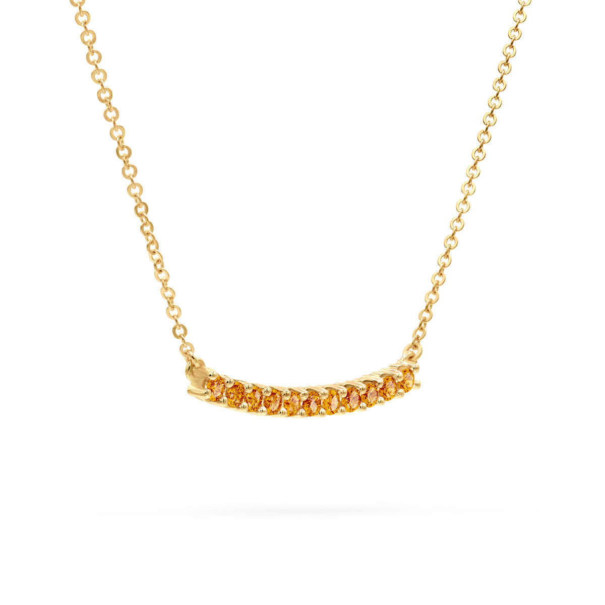 1.32 TCW Round Citrine Lab Made Diamond-November Birthstone Bar Necklace 5