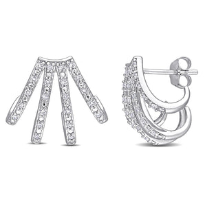 Round Cut Cubic Zirconia in 925 Sterling Silver Earrings