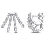 Round Cut Cubic Zirconia in 925 Sterling Silver Earrings 2