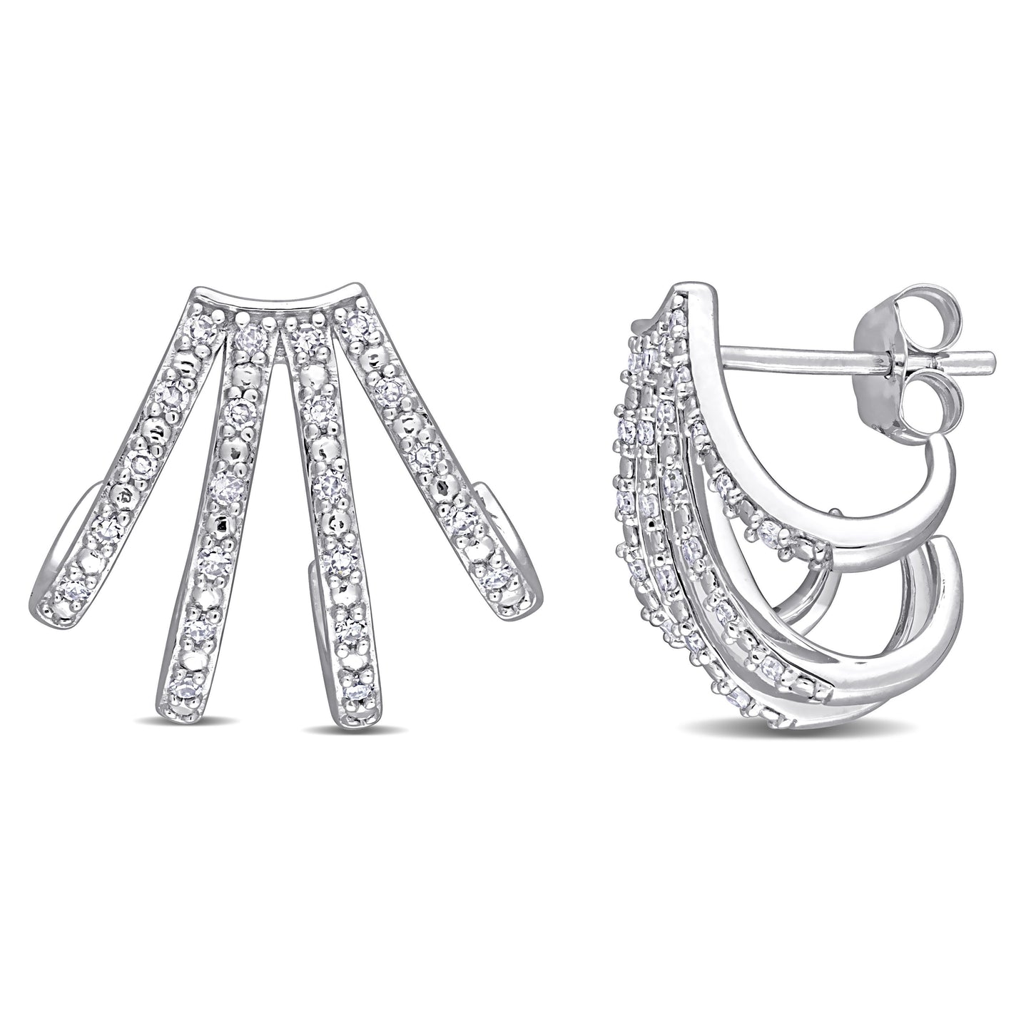 Round Cut Cubic Zirconia in 925 Sterling Silver Earrings 2