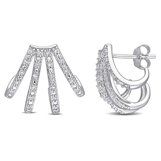 Round Cut Cubic Zirconia in 925 Sterling Silver Earrings 2