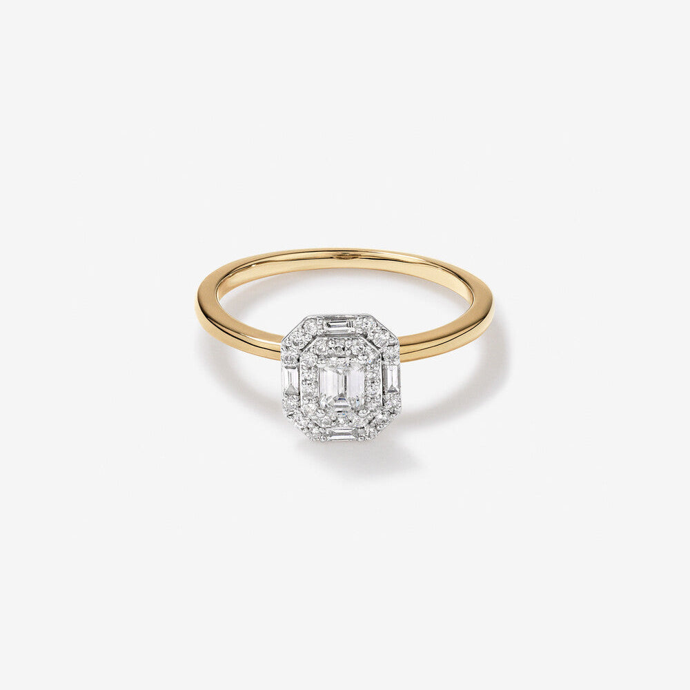 Stunning 0.5 CT Emerald Moissanite Engagement Ring With Double Halo Design 1