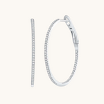 1.0 TCW Round Cut Moissanite Skinny Hoop Earrings in Gold 2