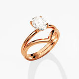 1.50 CT Oval Cut Moissanite Solitaire Bridal Ring Set with Plain Wedding Bands 3