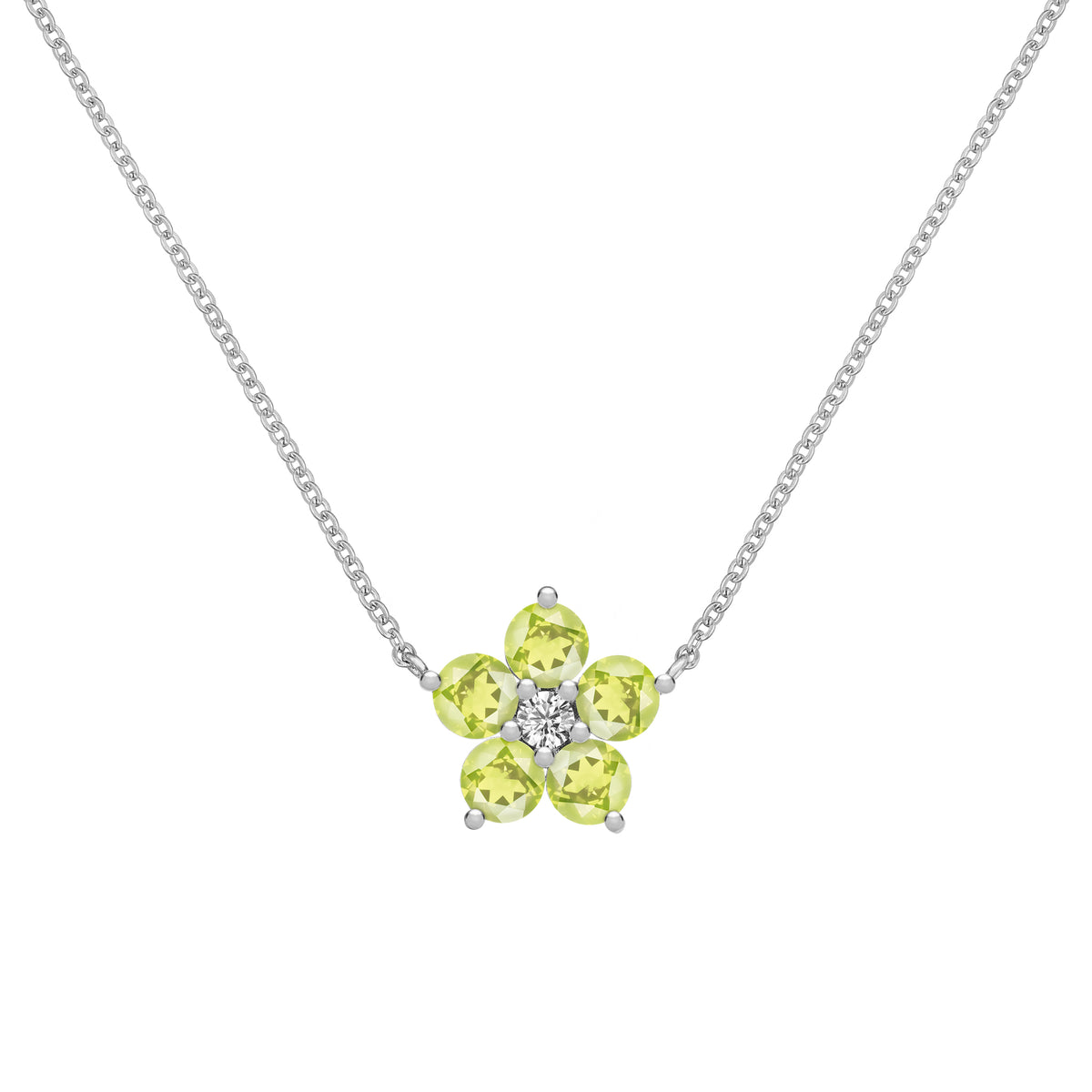 0.08 CT Round Peridot Lab Made Diamond- August Birthstone Necklace 7