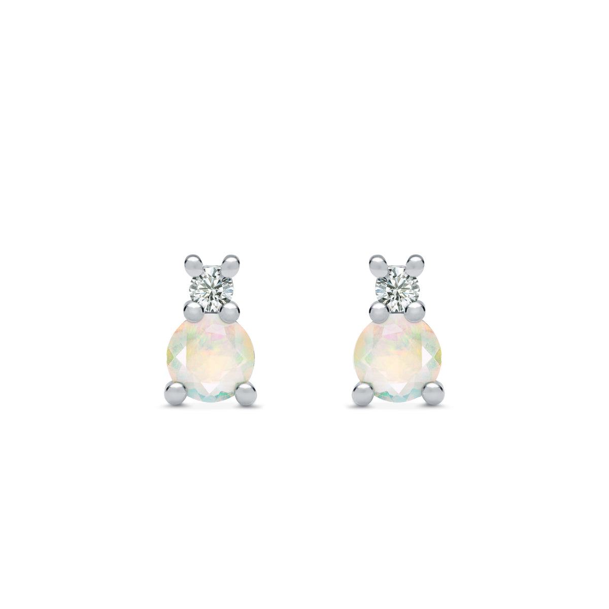 0.41 TCW CT Round Opal Lab Made Diamond- October Birthstone Studs 5