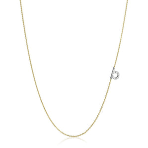 0.20 CT Round Moissanite Diamond Initial Asymmetric Necklace in Solid Gold