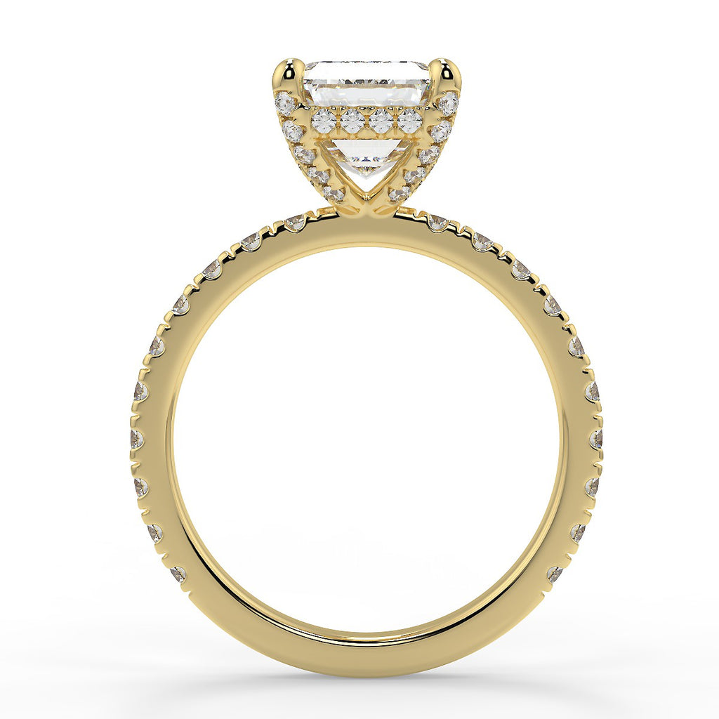 Stunning 2.53 CT Emerald Moissanite Engagement Ring with Hidden Halo & Pave Design 2