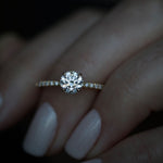 0.85 CT Round Cut Pave CVD E/VS1 Diamond Engagement Ring 2