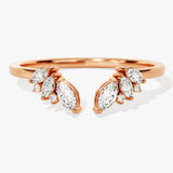 Stunning 0.30 CT Round & Marquise Moissanite Stones Open Wedding Band 4