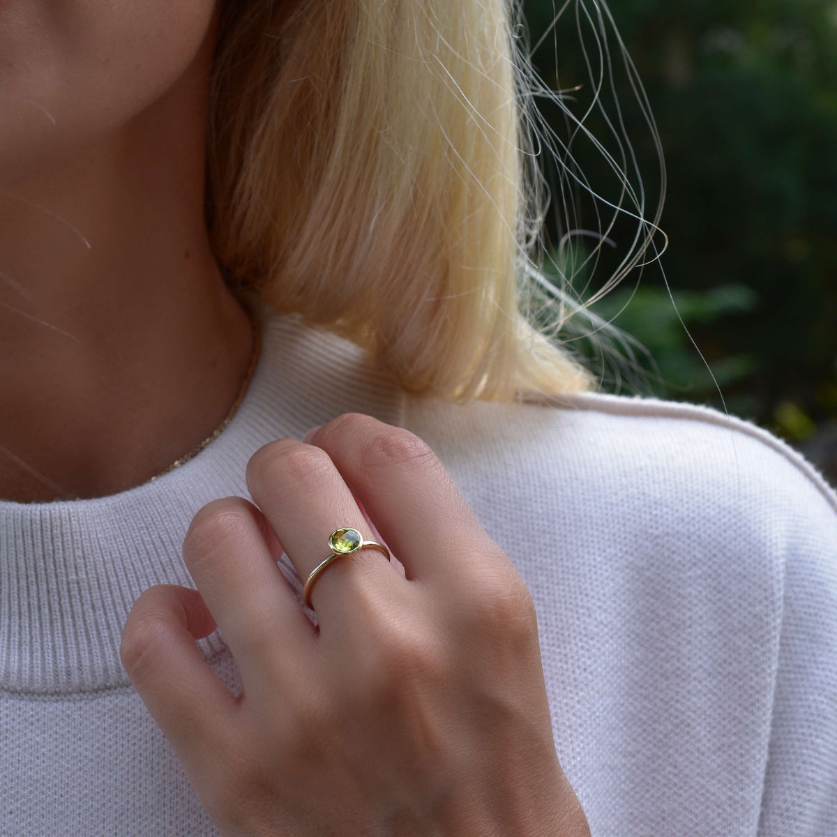 0.84 CT Round Peridot Lab Made Diamond-August Birthstone Engagement Ring 2