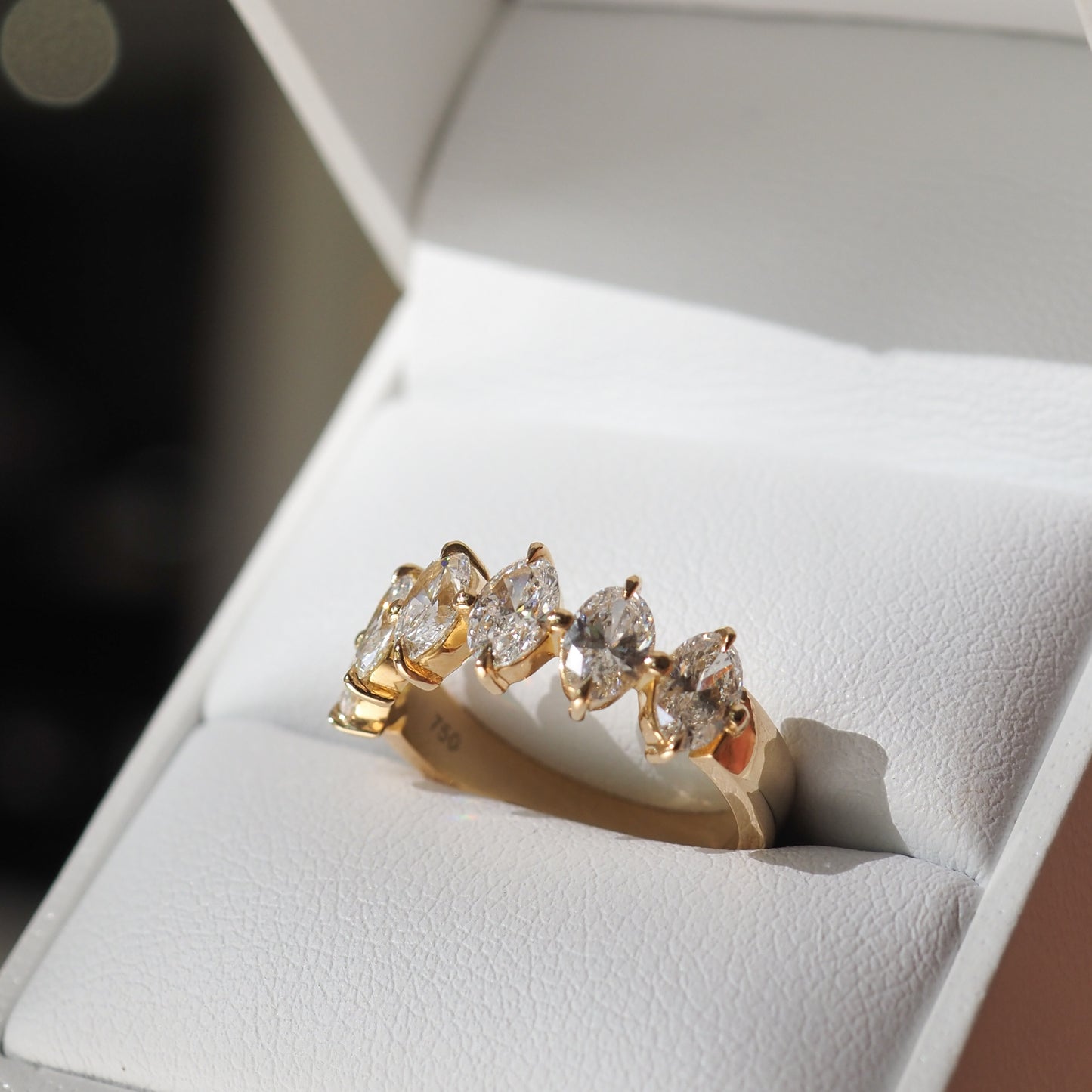 Stunning 0.4 TCW Oval Moissanite Stones Half Eternity Wedding Band 2