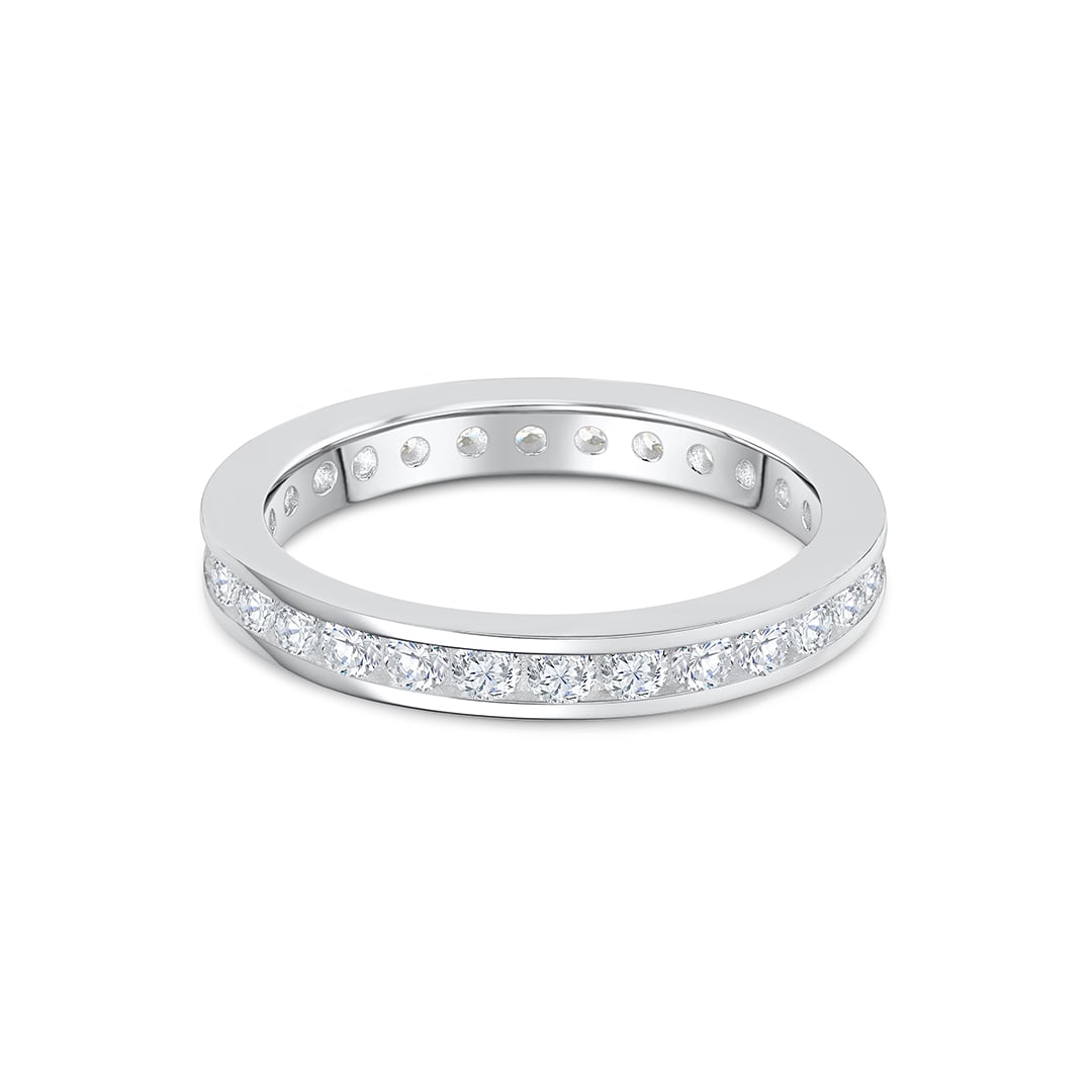 Stunning 0.3 TCW Round Moissanite Stones Channel Wedding Band 1