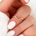 Stunning 0.10 TCW Round Moissanite Stones Curved Wedding Bands 5