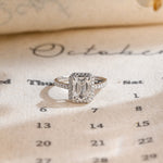 Stunning 1.0 CT Emerald Cut Moissanite Engagement Ring with Halo Pave Design 1