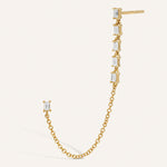 0.20 TCW Baguette Cut Moissanite Chain Thread Earrings in Gold 1